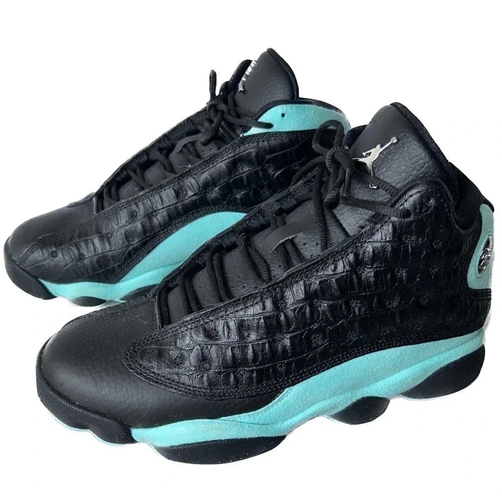 Jordan Retro 13 Sneaker Retro Island Green High Top Faux Croc Leather Suede Shoe